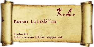 Koren Liliána névjegykártya